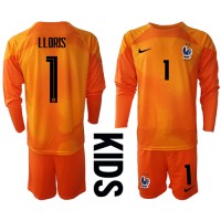 Francúzsko Hugo Lloris #1 Brankarsky Domáci Detský futbalový dres MS 2022 Dlhy Rukáv (+ trenírky)